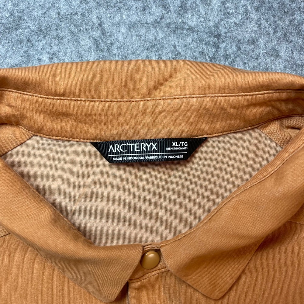 Arcteryx Eris Polo Mens XL Orange Short Sleeve Snap Placket Shirt 25216 - Picture 2 of 9